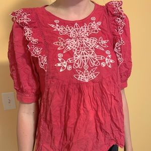Raspberry Zara embroidered shirt